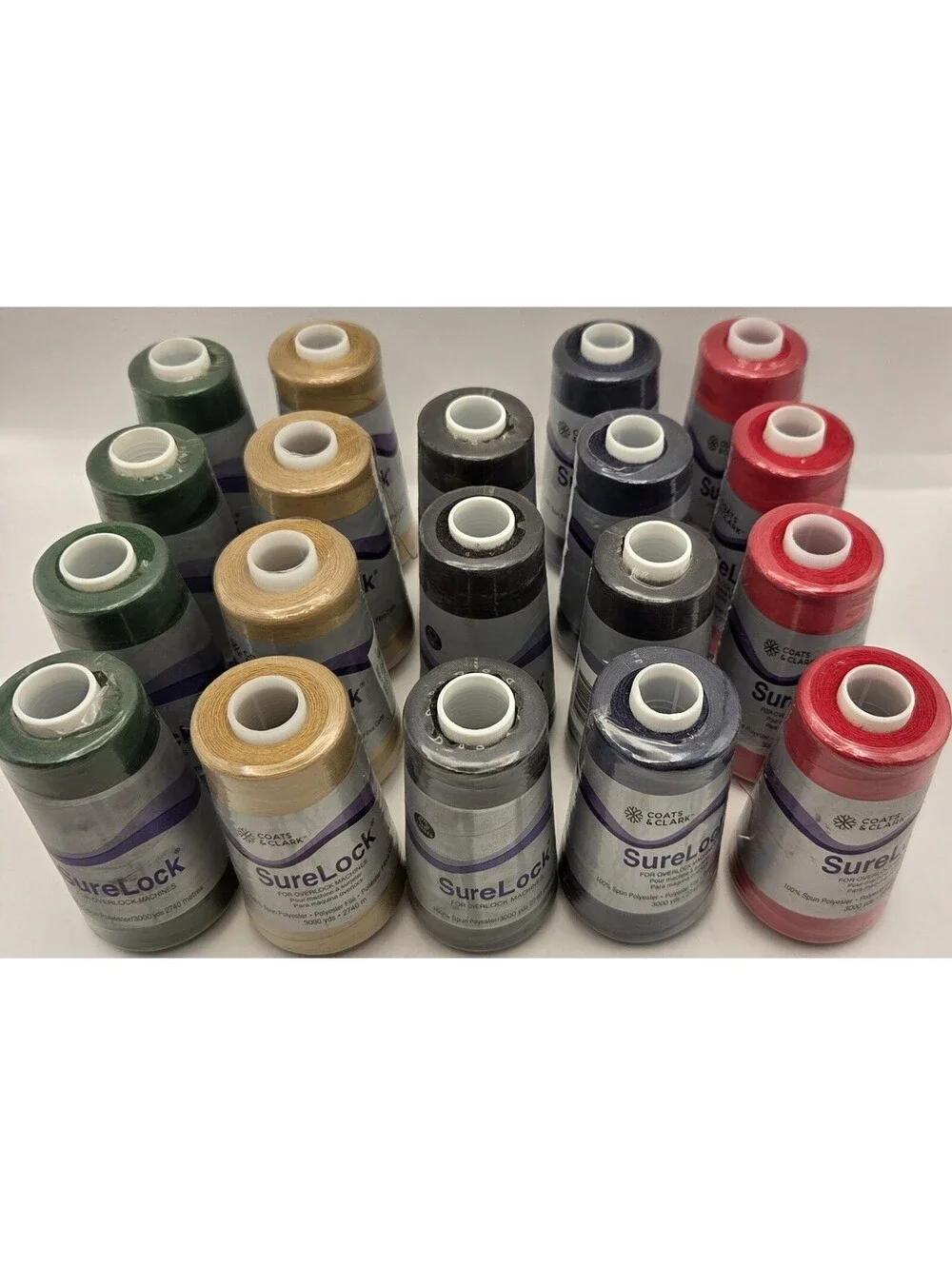 19 Coats & Clark SureLock Serger Thread 3000 Yard Cones Assorted Colors New